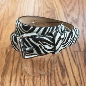 Ann Taylor Haircalf Leather Zebra Print Belt